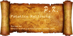 Patatics Kalliszta névjegykártya